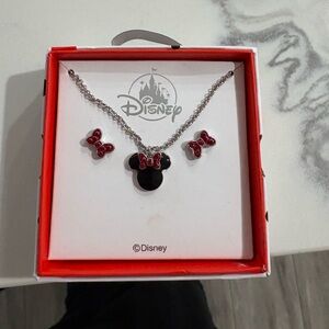 Minnie Mouse necklace and earrings